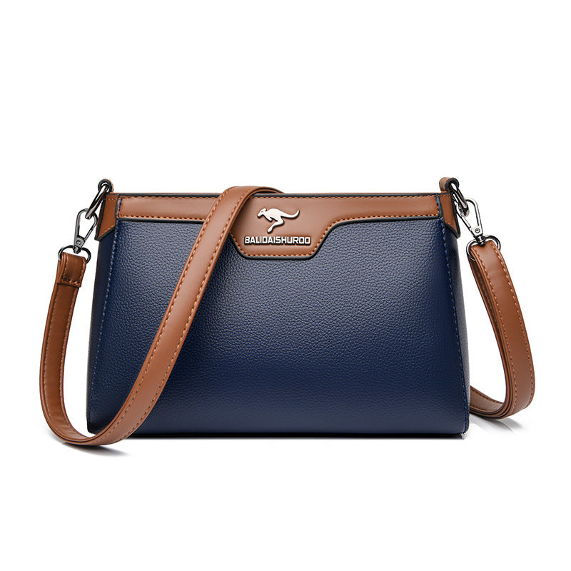One Shoulder Soft Leather Small Square Stitching Women&