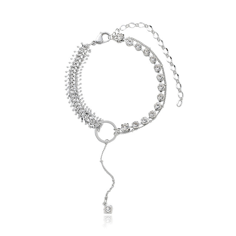 Metal Wheat Ear Zircon Ball Tassel Ring Clavicle Chain