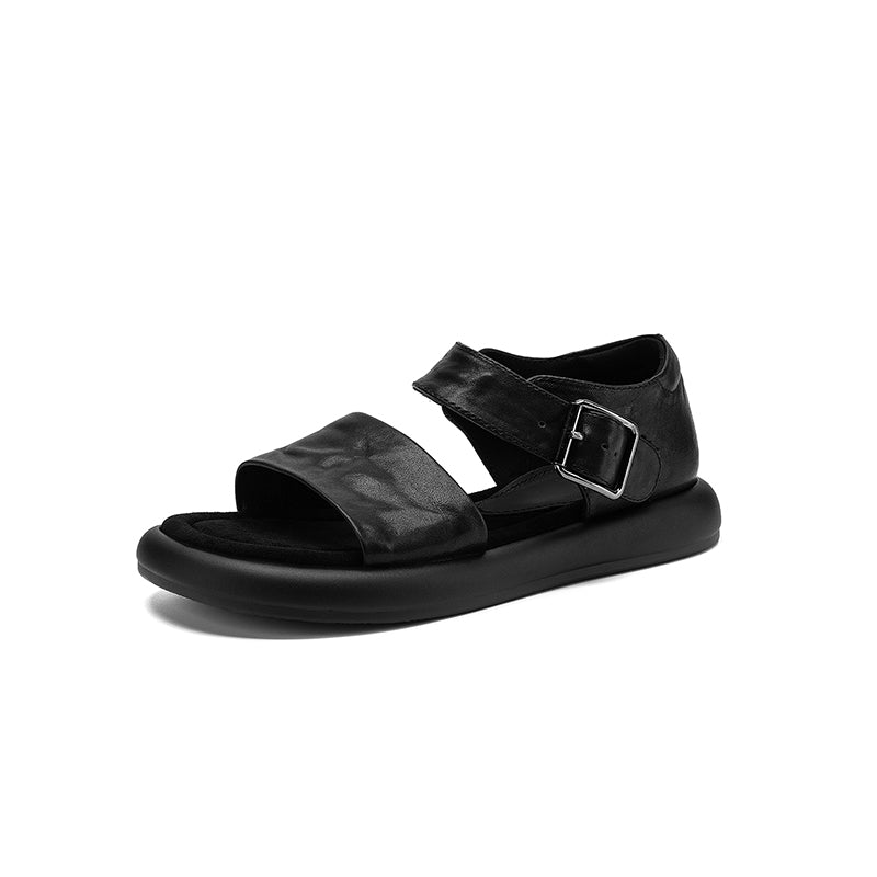 Two Strap Buckle Flat Shoes