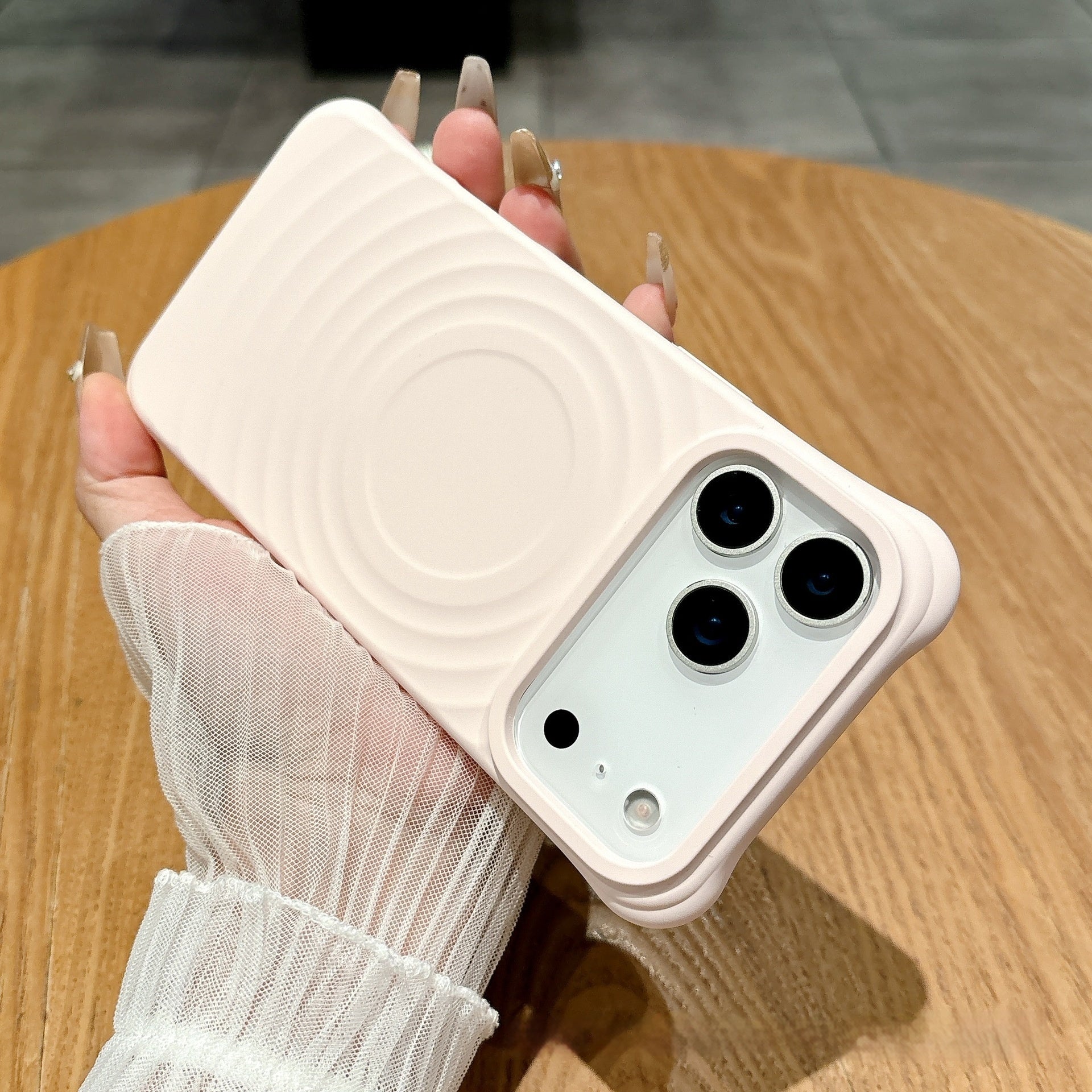 Wave Ripple Pattern Magnetic Suction Phone Case Liquid Silicone Simple