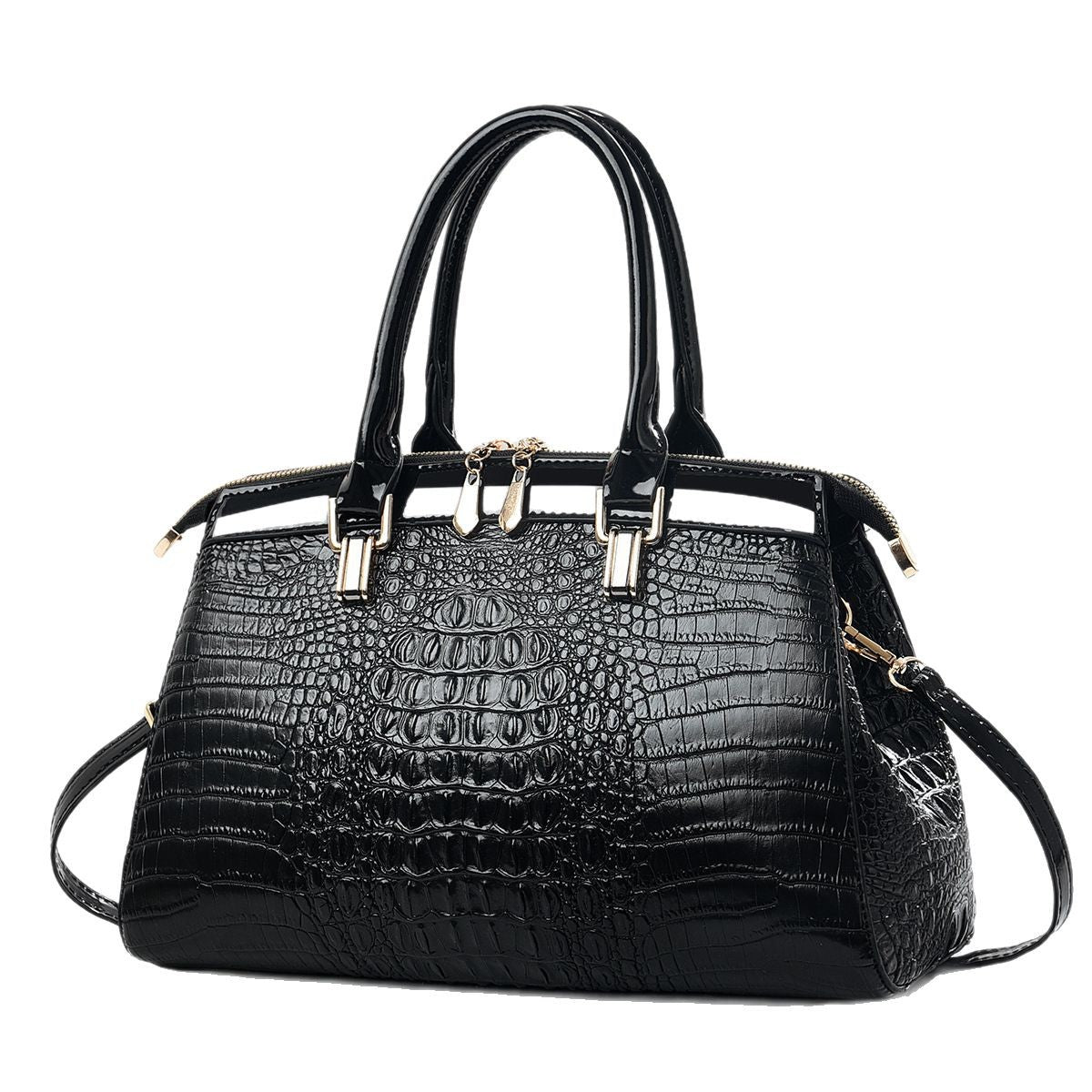 Patent Leather Large-Capacity Commuter Handbag Style