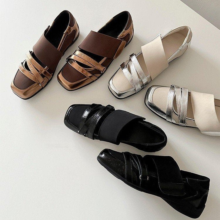 Genuine Leather Ballet Flats For Women, Premium Niche Design, Fashionable Sporty Casual Pumps With Low-Cut Upper