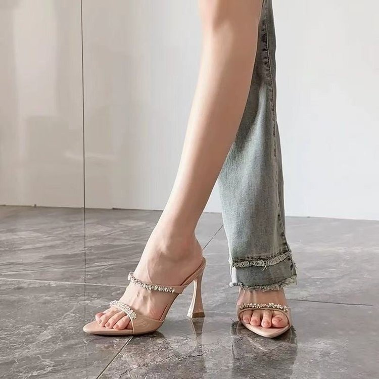 Diamond Slippers For Women, Wearing Horseshoe Heels