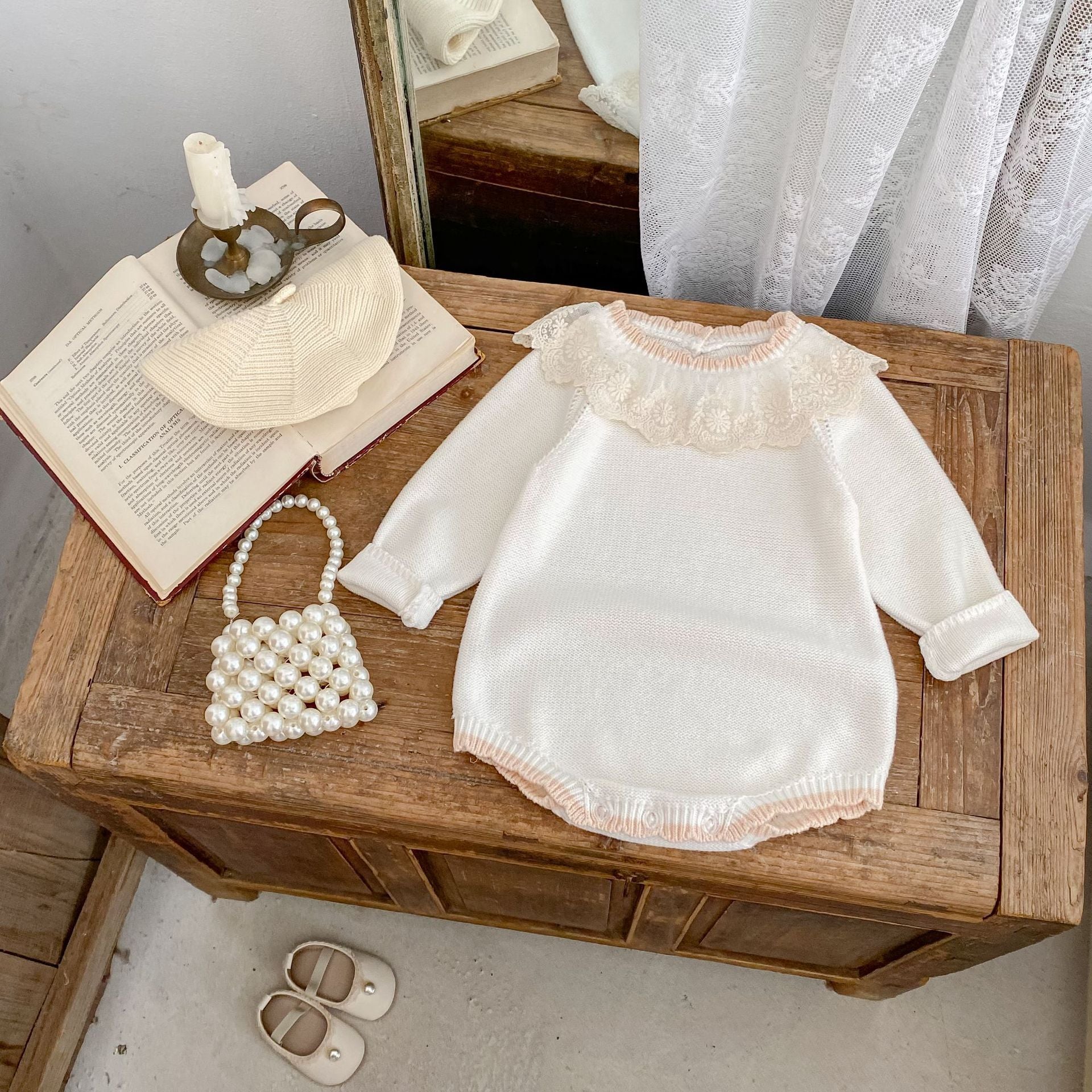 Autumn New Baby Lace Collar Knitted Long Sleeve