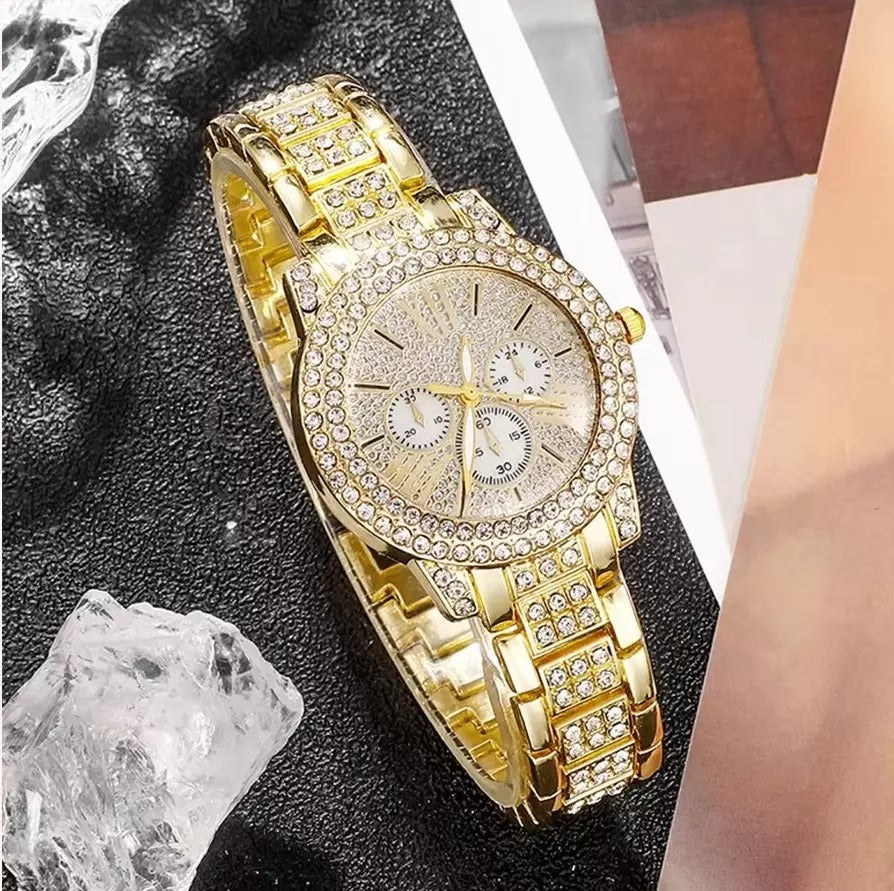 Full Diamond Bracelet Watch Suit Women&