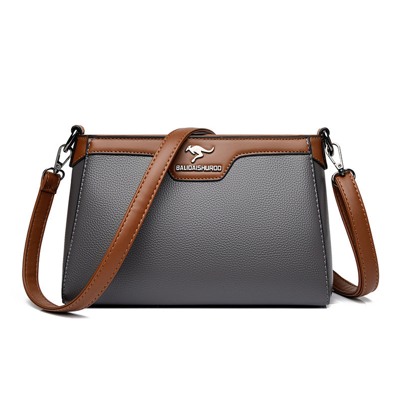 One Shoulder Soft Leather Small Square Stitching Women&