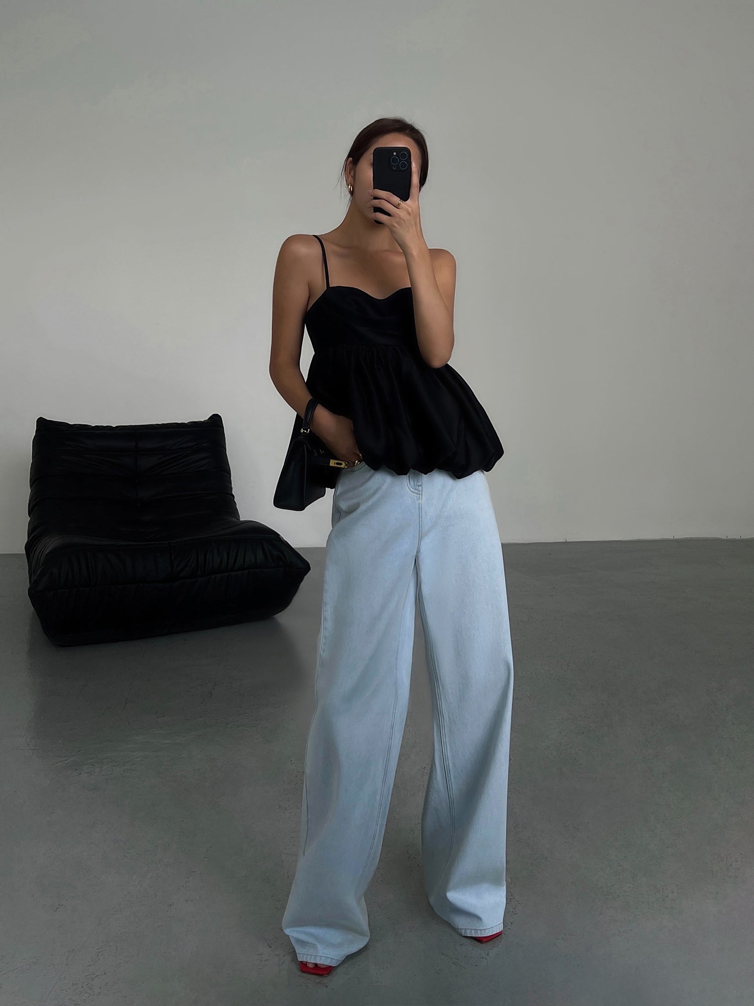 Black Suspender Tube Top Bud Blouse Vest Top