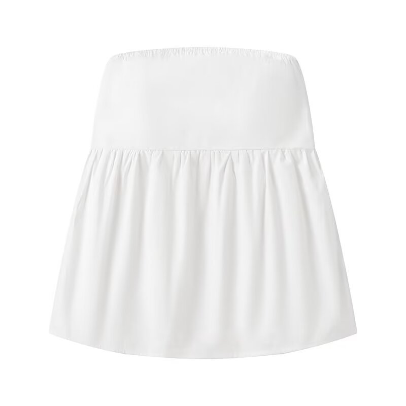 Summer Pure Color Tube-top Cropped Small Top