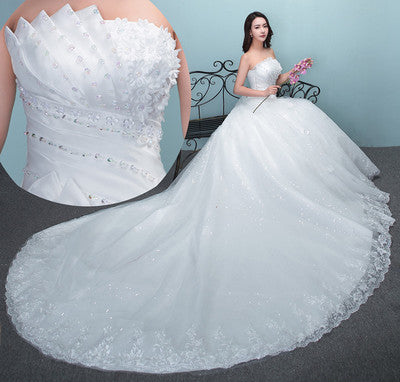 bride wedding dress new large tail size wedding dress factory wholesale TH52