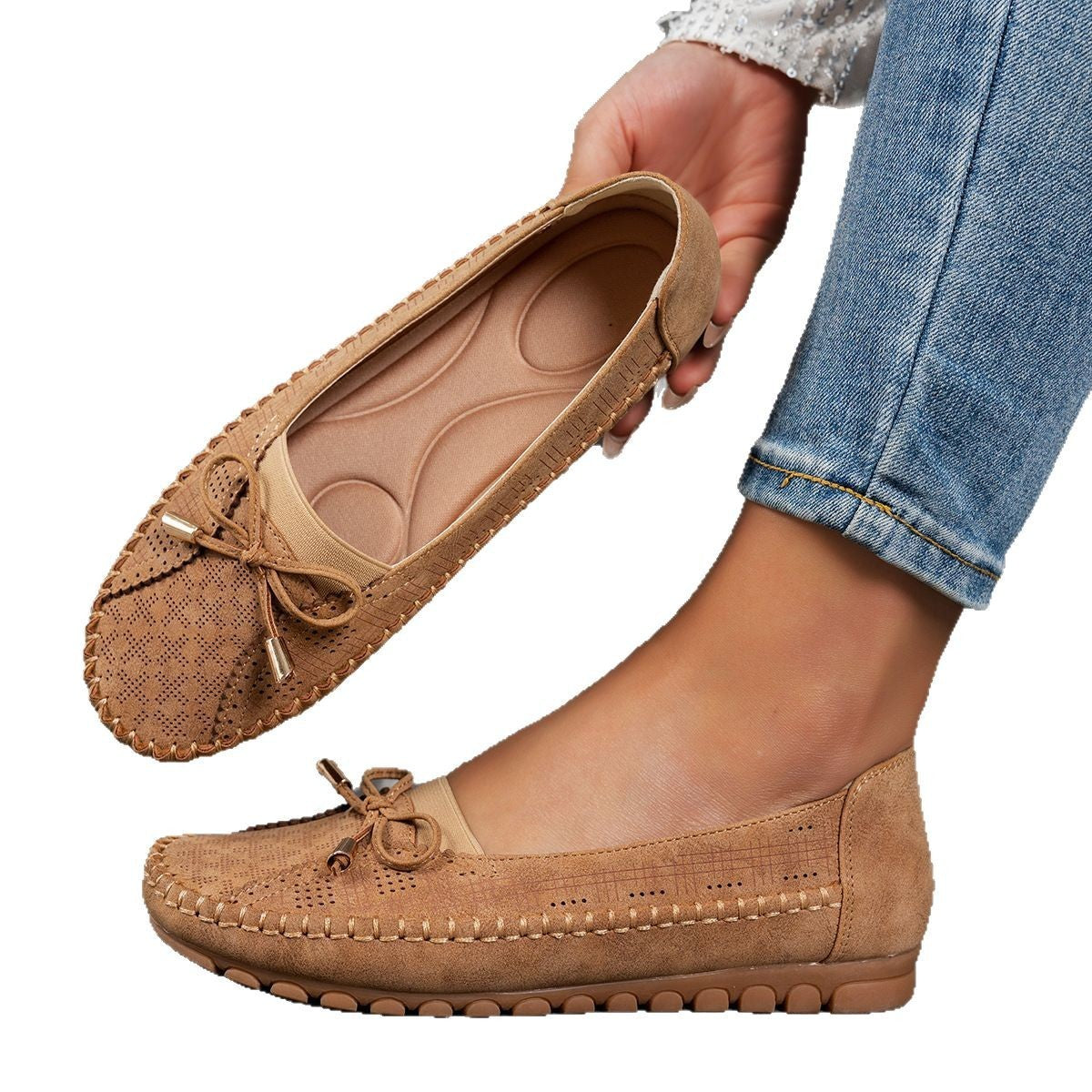 Stitching Bow Solid Color Women&