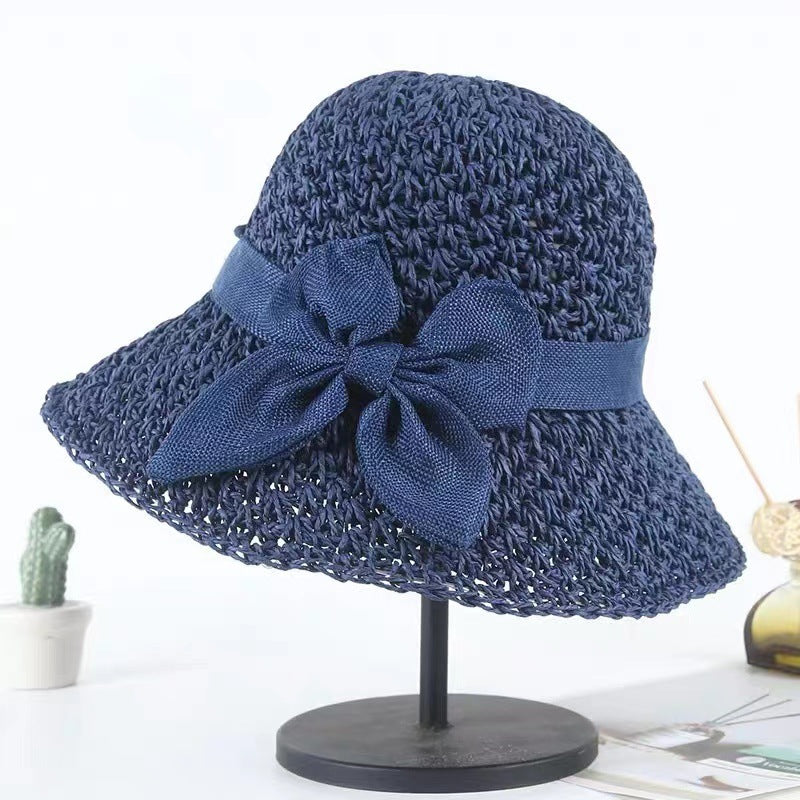 Simple Bow Japanese All-match Shade Straw Hat
