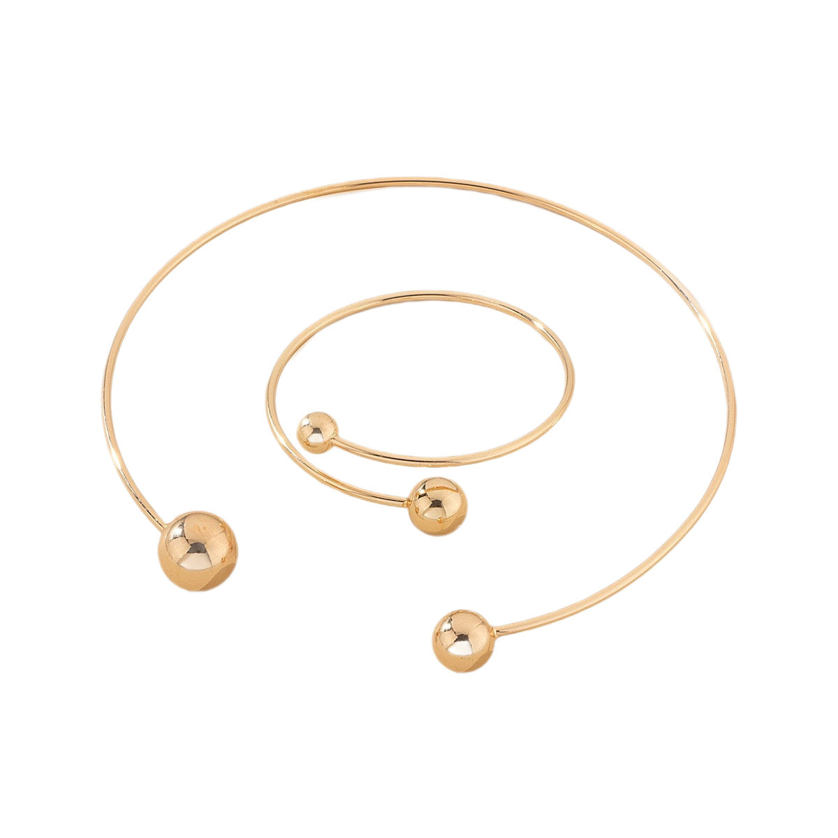 Gold Size Ball Dislocation Thin Open-end Bangle Bracelet Armband Suit