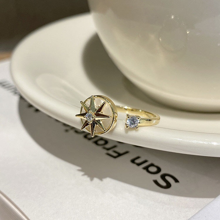 Rotating Mansard Ring Ring Rotatable Double Resin Zircon Ring