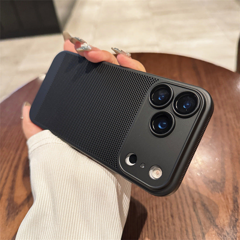 Suitable For 17Air Heat Dissipation Network Shell With Lens Protector Breathable Frosted Mobile Phone Case