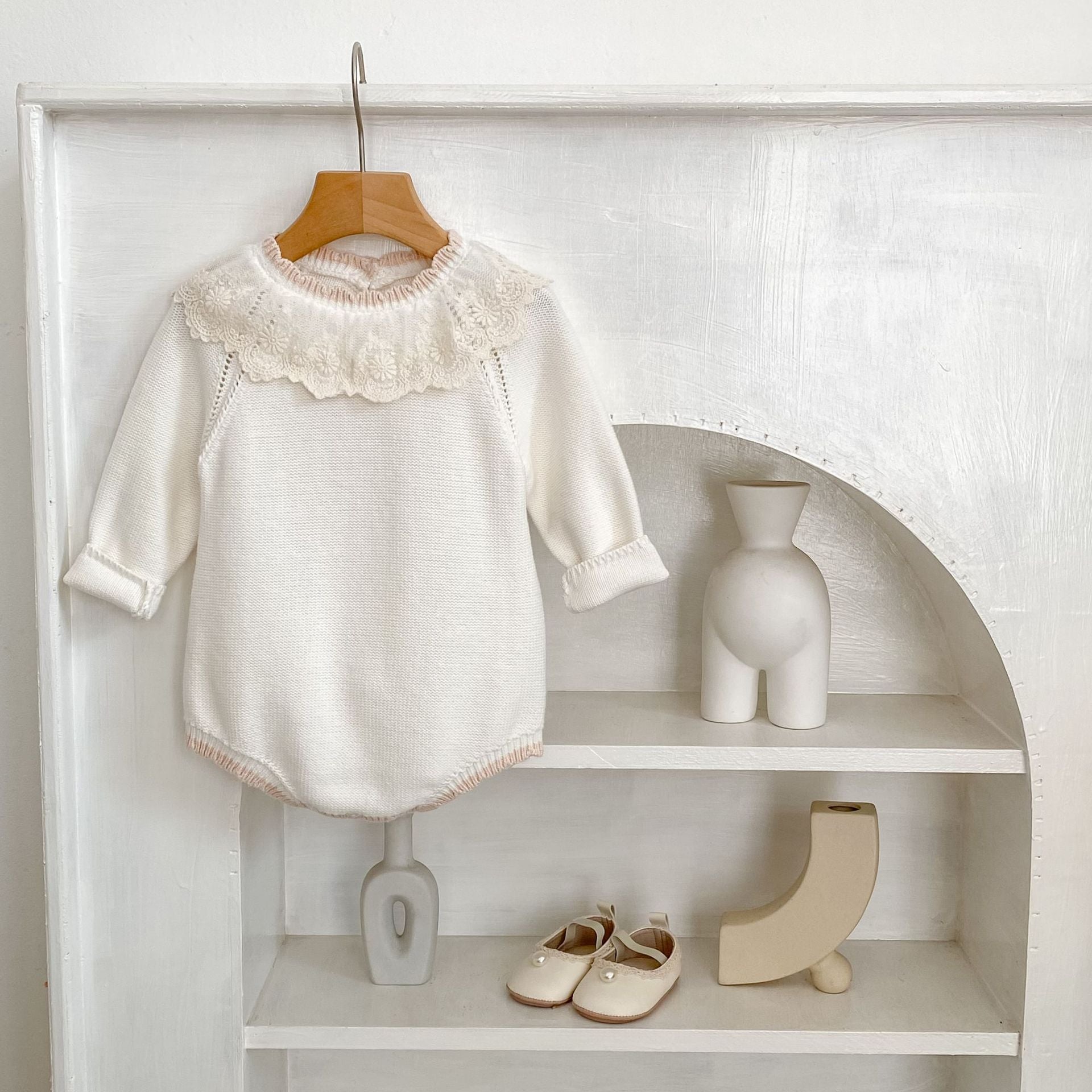 Autumn New Baby Lace Collar Knitted Long Sleeve