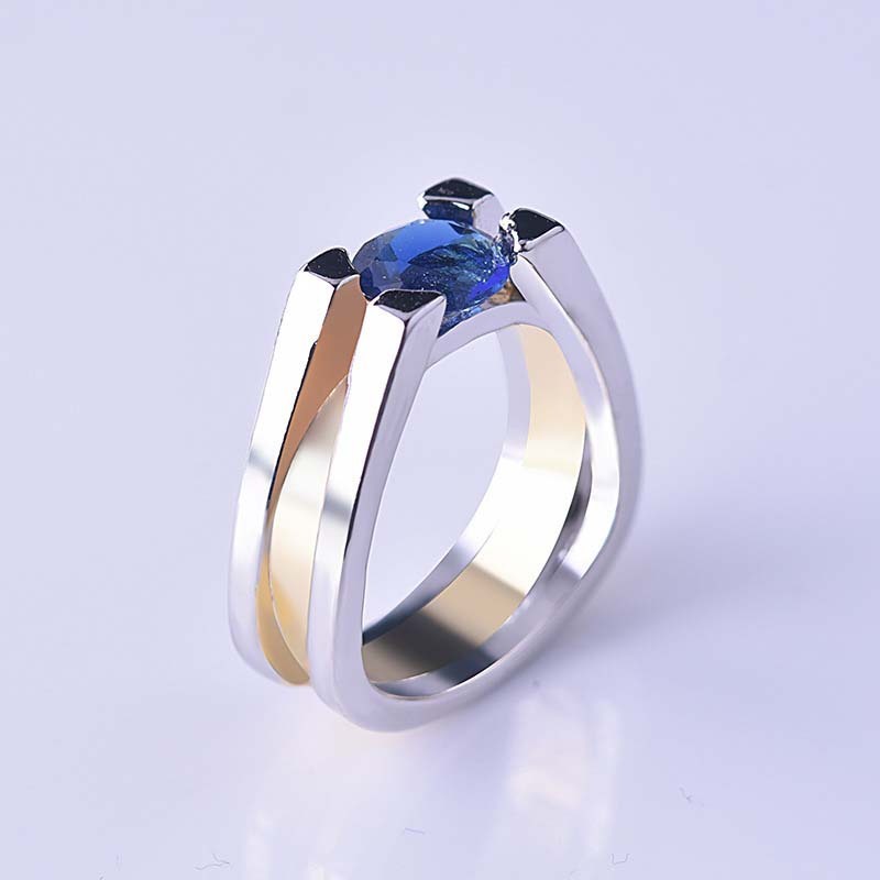 Europe And America Creative Geometric Sapphire Two-tone Women&
