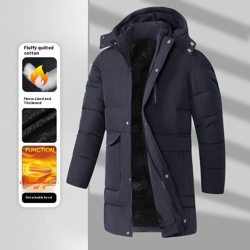 Fashionable Warm Long Velvet Padded Thickened Coat