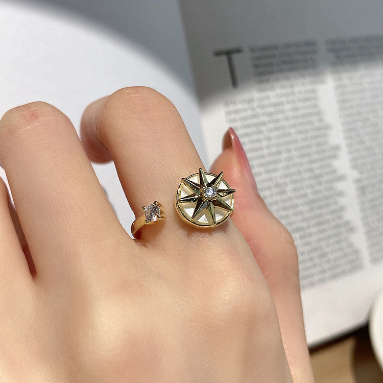 Rotating Mansard Ring Ring Rotatable Double Resin Zircon Ring
