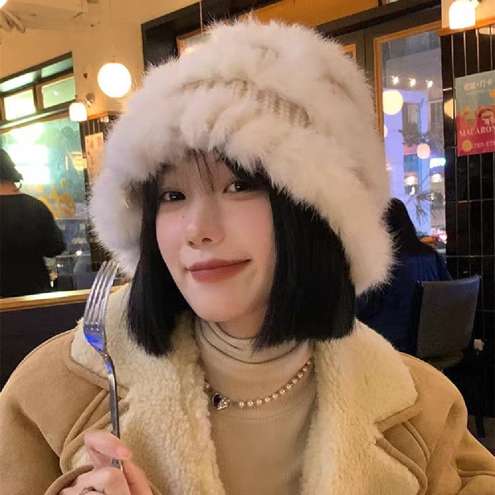 Rabbit Fur Hat Women&
