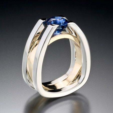 Europe And America Creative Geometric Sapphire Two-tone Women&