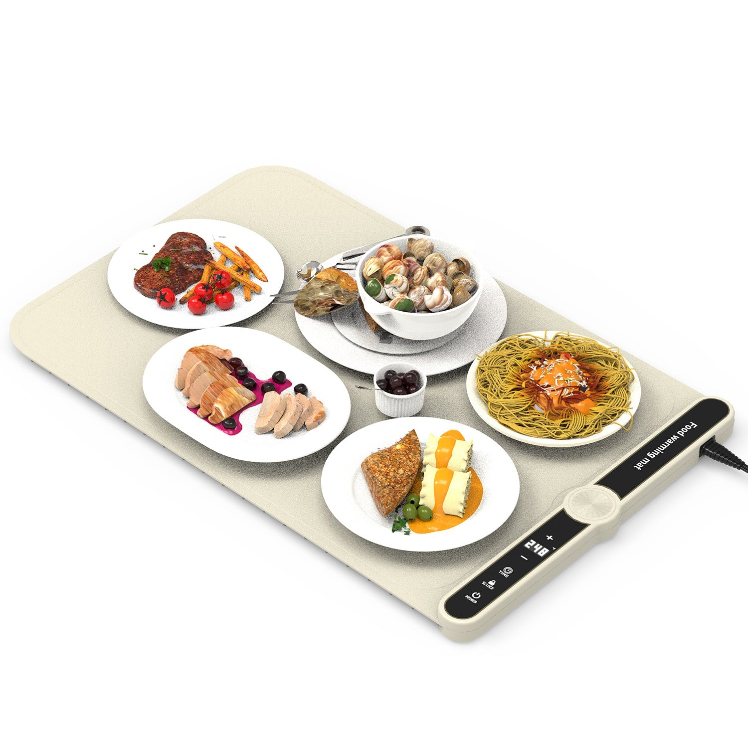 2 Size Optional Silicone Food Warming Mat With 9 Temperature Levels 6Hrs Timer Child Lock Auto Shut Off Roll-Up Electric Warming Tray For Party Buffet Gathering Daily Use 8S Fast And Even Heating