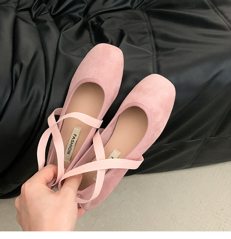 Womens Solid Color Versatile Low-cut Flat Shoes