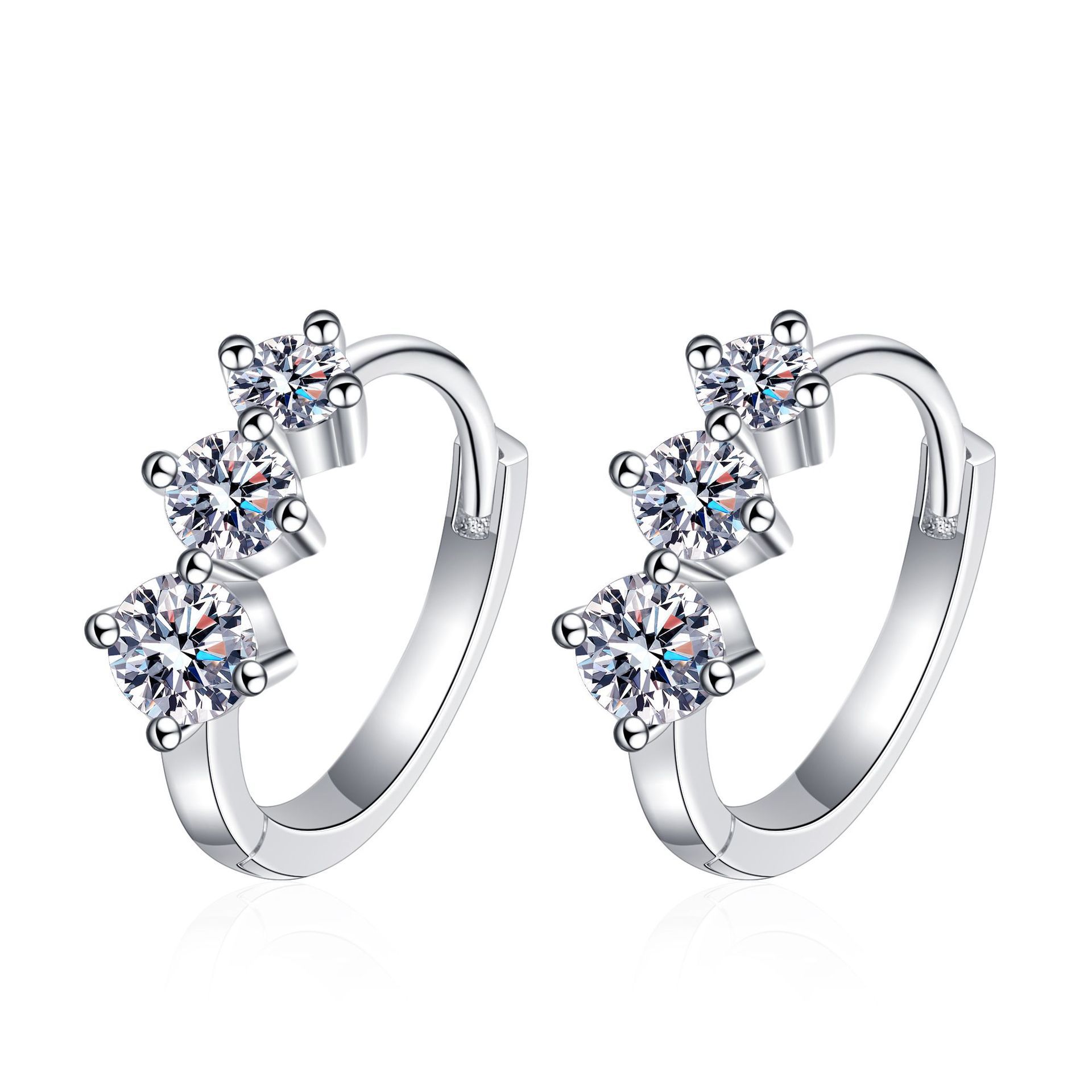 S925 Sterling Silver Plated Pt950 High-grade Ear Ring Moissanite Ear Studs
