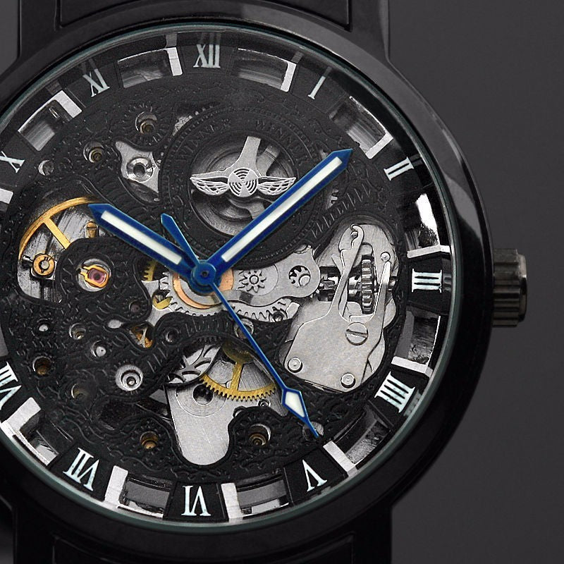 Mechanical watch automatic mechanical watch All black men&