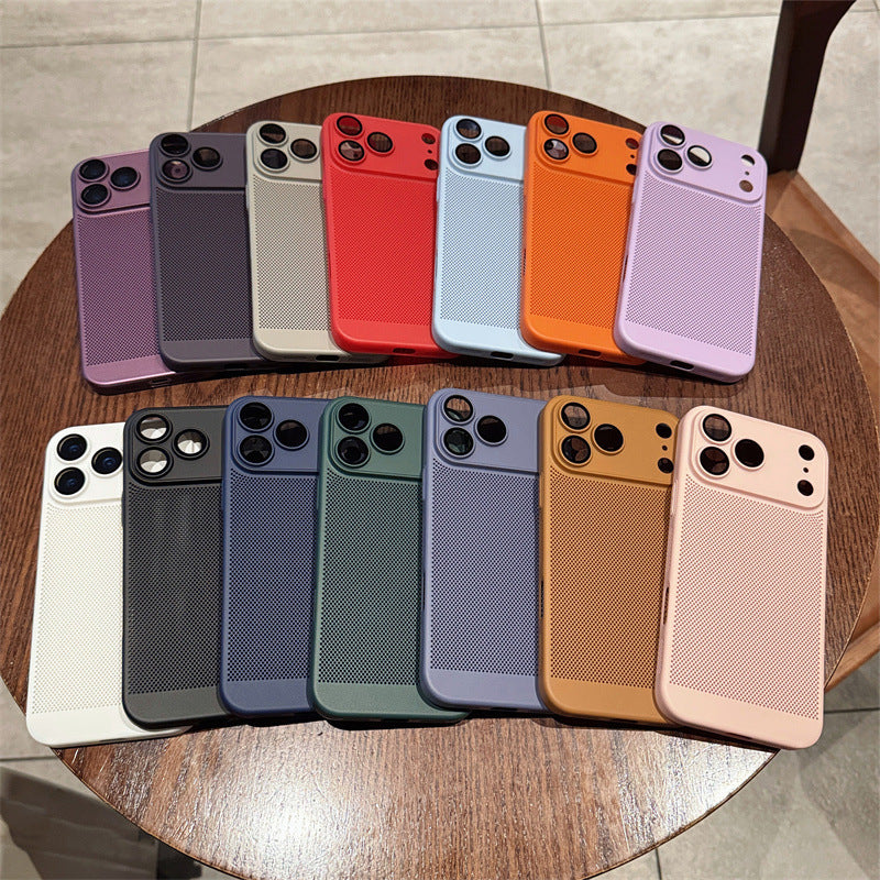 Suitable For 17Air Heat Dissipation Network Shell With Lens Protector Breathable Frosted Mobile Phone Case