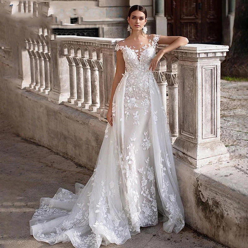 White With Fish Bridal Tail Wedding Dress Two-way Wear Activity Women