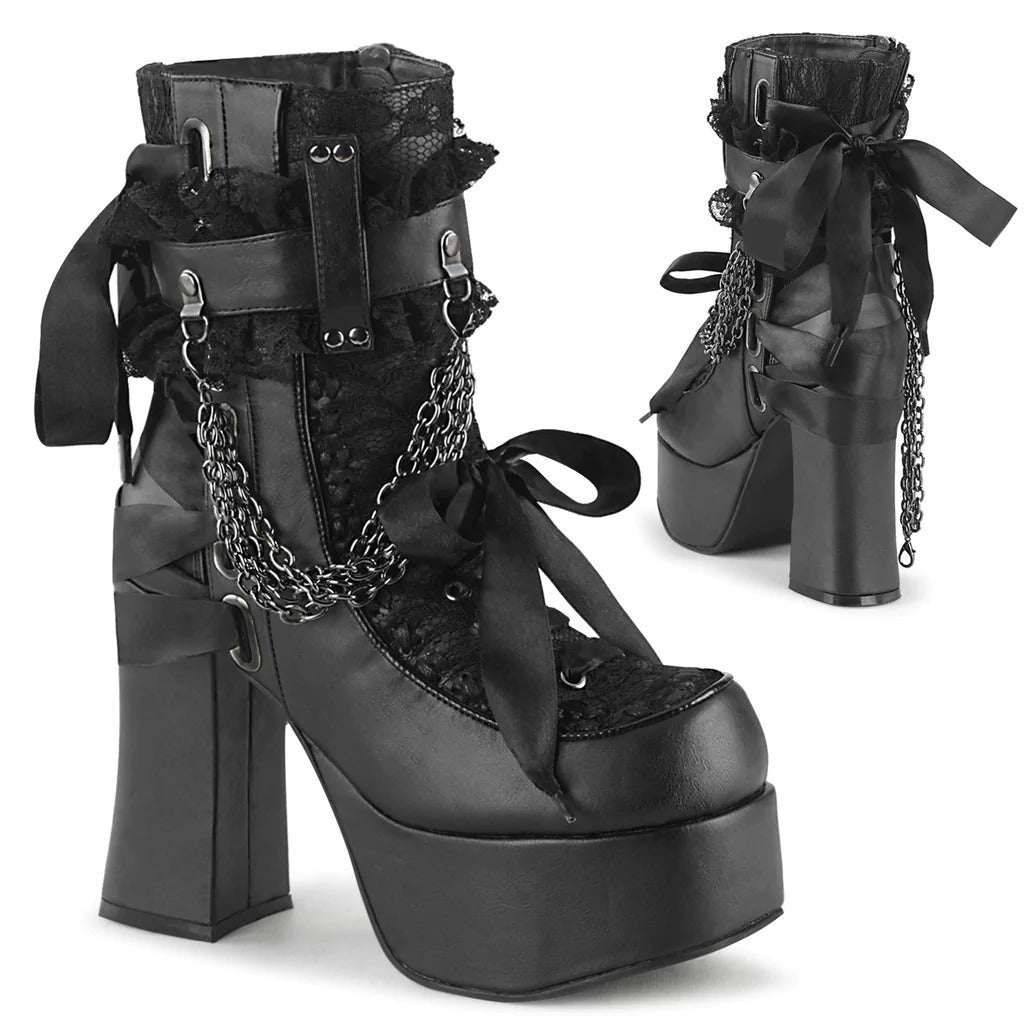 Gothic Retro Chunky Heel Platform Faux Leather Women&