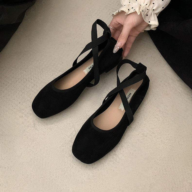 Womens Solid Color Versatile Low-cut Flat Shoes