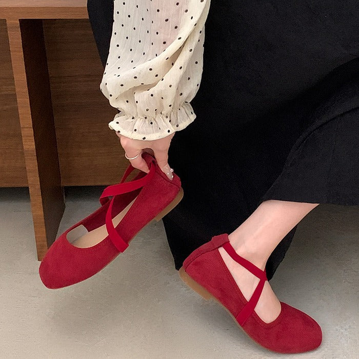 Womens Solid Color Versatile Low-cut Flat Shoes