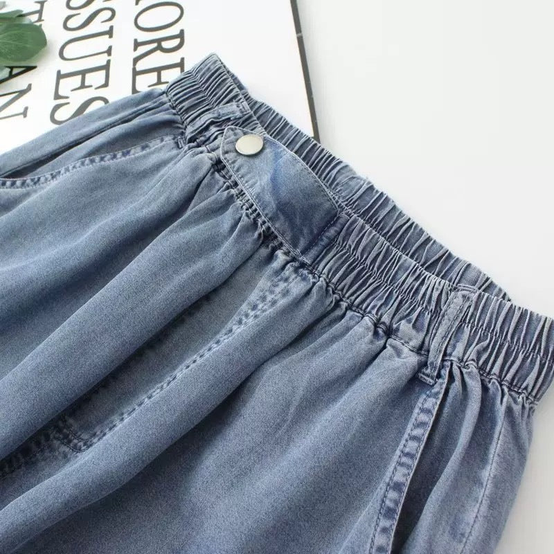 Spring Loose Patchwork Plus-size Cropped Harem Pants