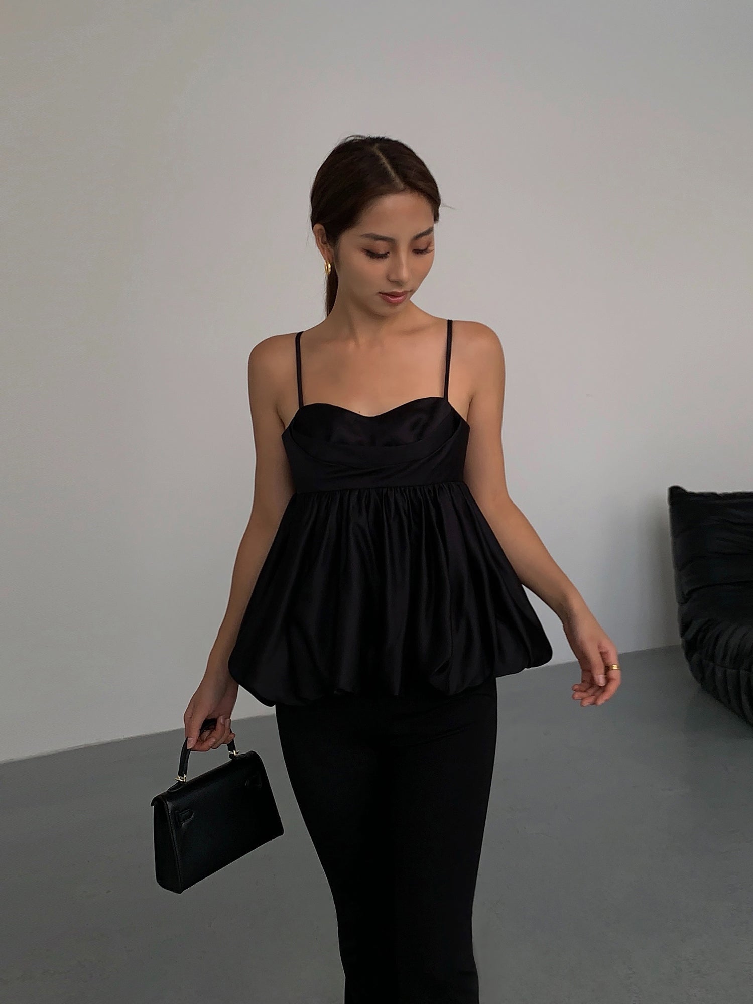 Black Suspender Tube Top Bud Blouse Vest Top