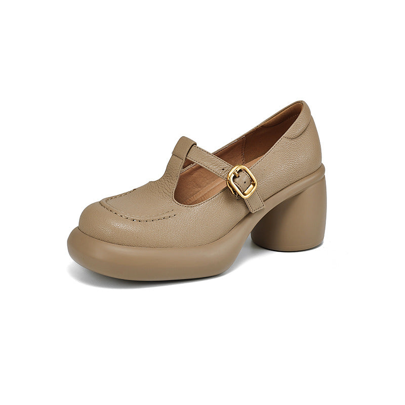 British Style Platform Leather Shoes Women&