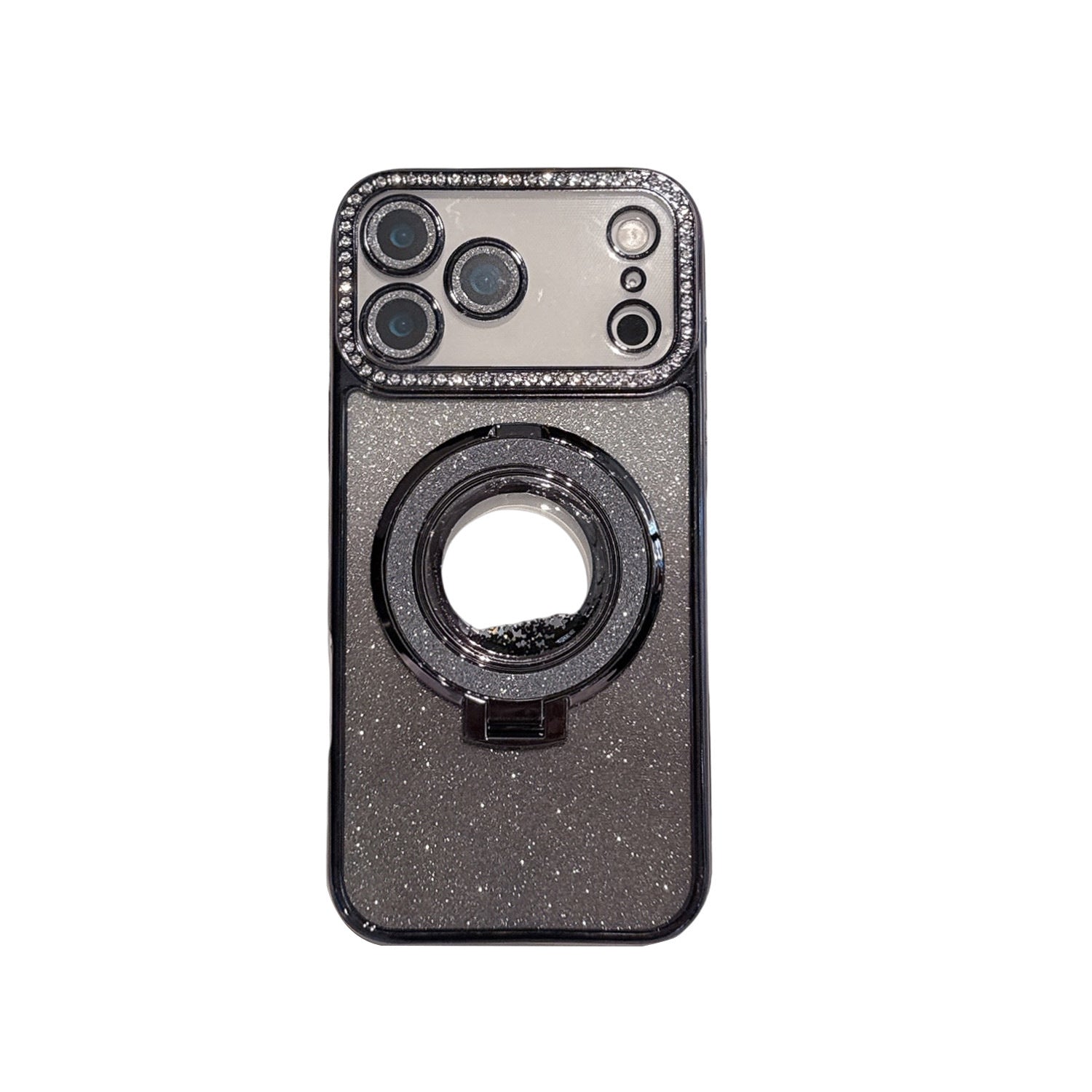 Phone Case Edge Diamond Magnetic Quicksand Bracket Drop-resistant Protective Cover