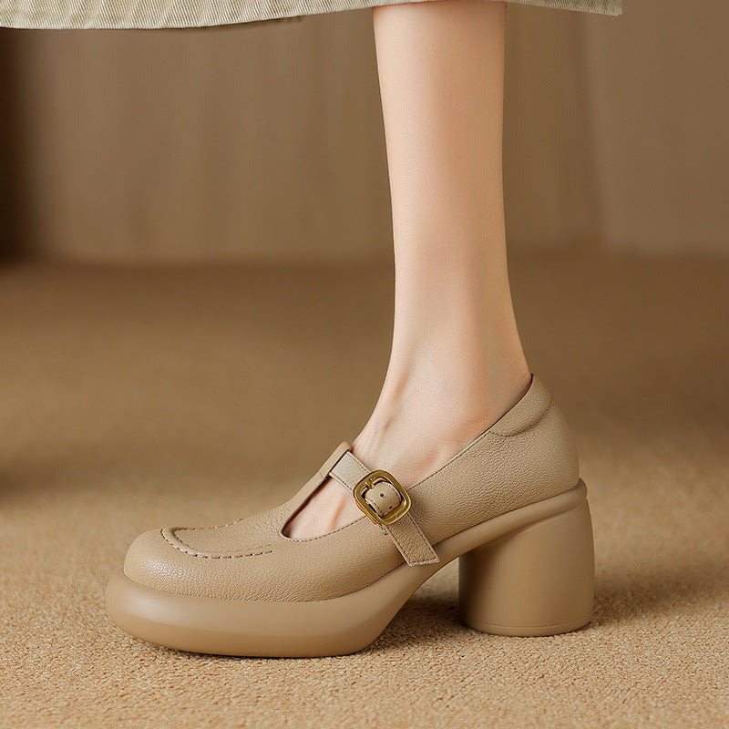 British Style Platform Leather Shoes Women&