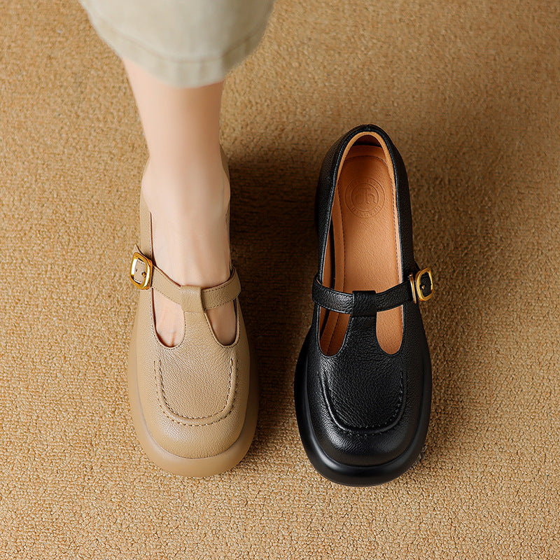 British Style Platform Leather Shoes Women&