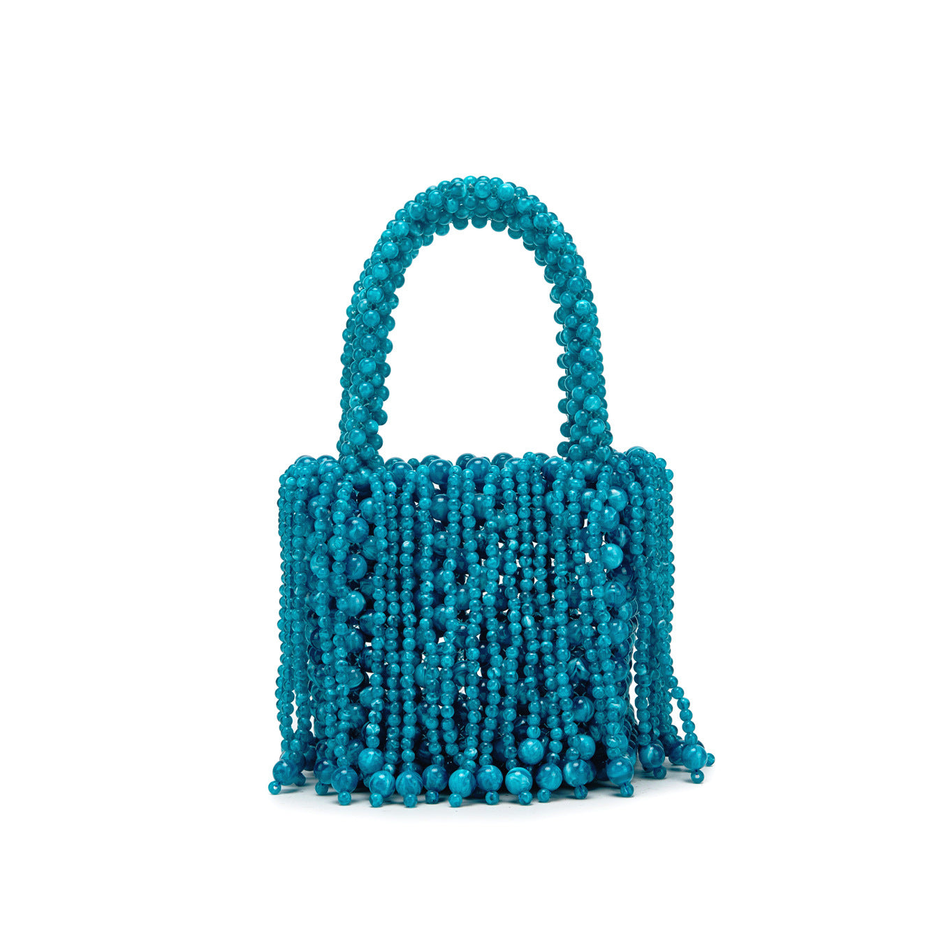 Handmade Dual-color Amber Acrylic Cat-eye Bead Pure braided Bag
