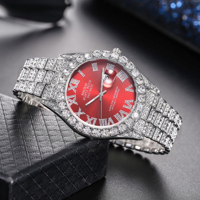 Roman Numeral Dial Steel Band Quartz Watch