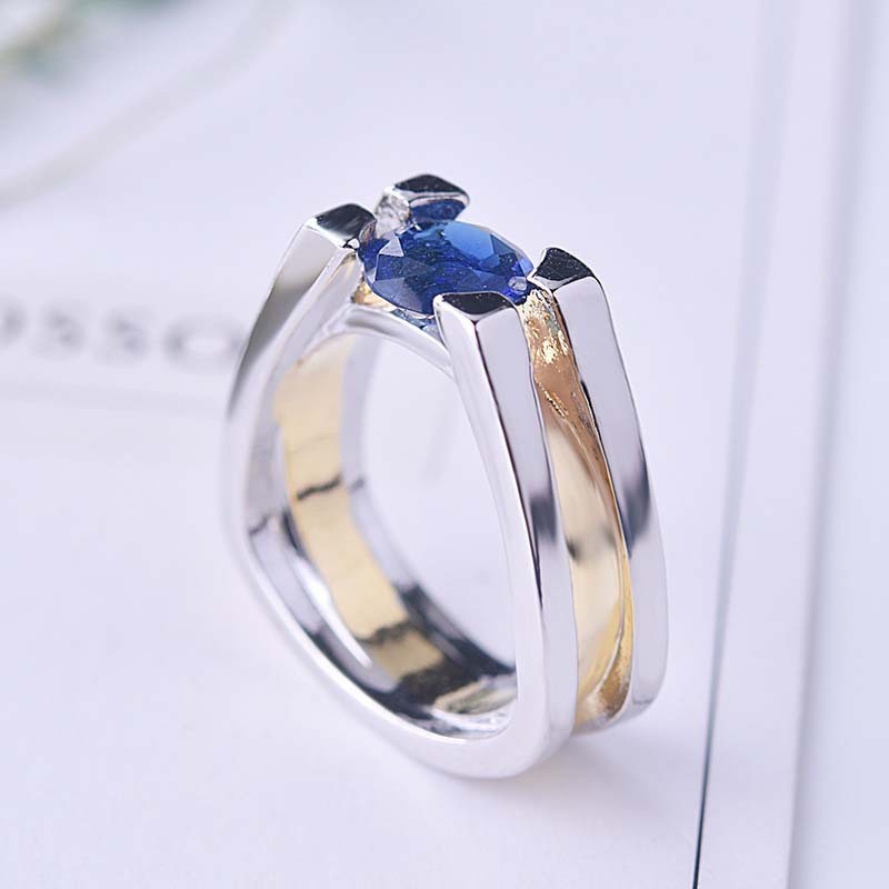 Europe And America Creative Geometric Sapphire Two-tone Women&