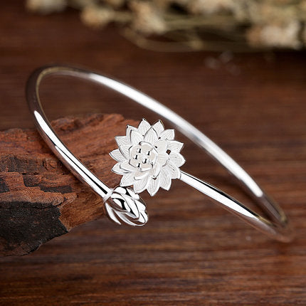 Snow Lotus Silver Bracelet Fashion Korean Version Women&