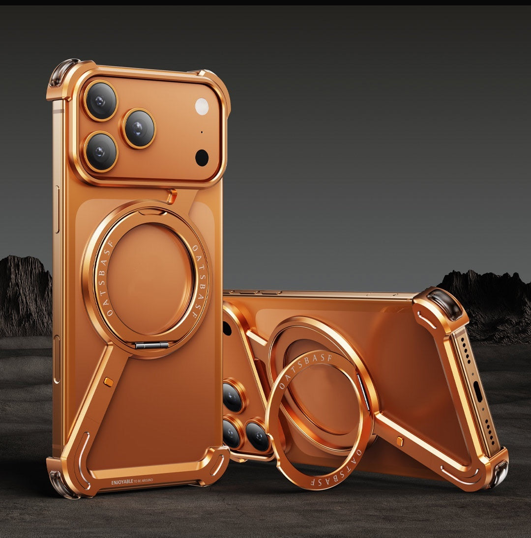 Suitable For IPhone17promax Metal Frame Phone Case With Magnetic Bracket
