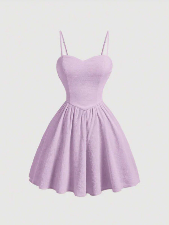 Womens Lemon Floral Slip Dress With Waist-Cinching Design Open Back And Bow For Vacation