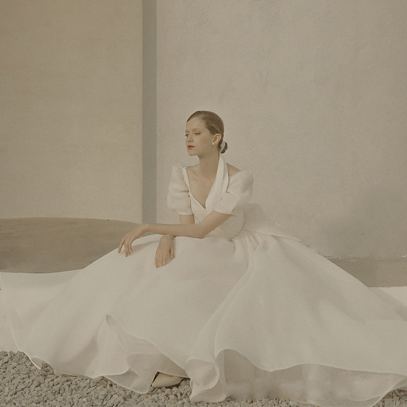 Super Xiansen White Simple Bridal Dress