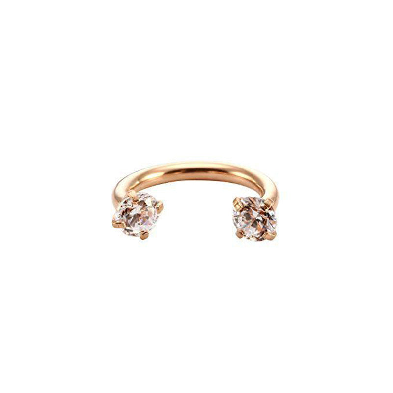 Stainless Steel Hoop Earrings With Diamond-encrusted Zircon Studs For Cartilage Piercings