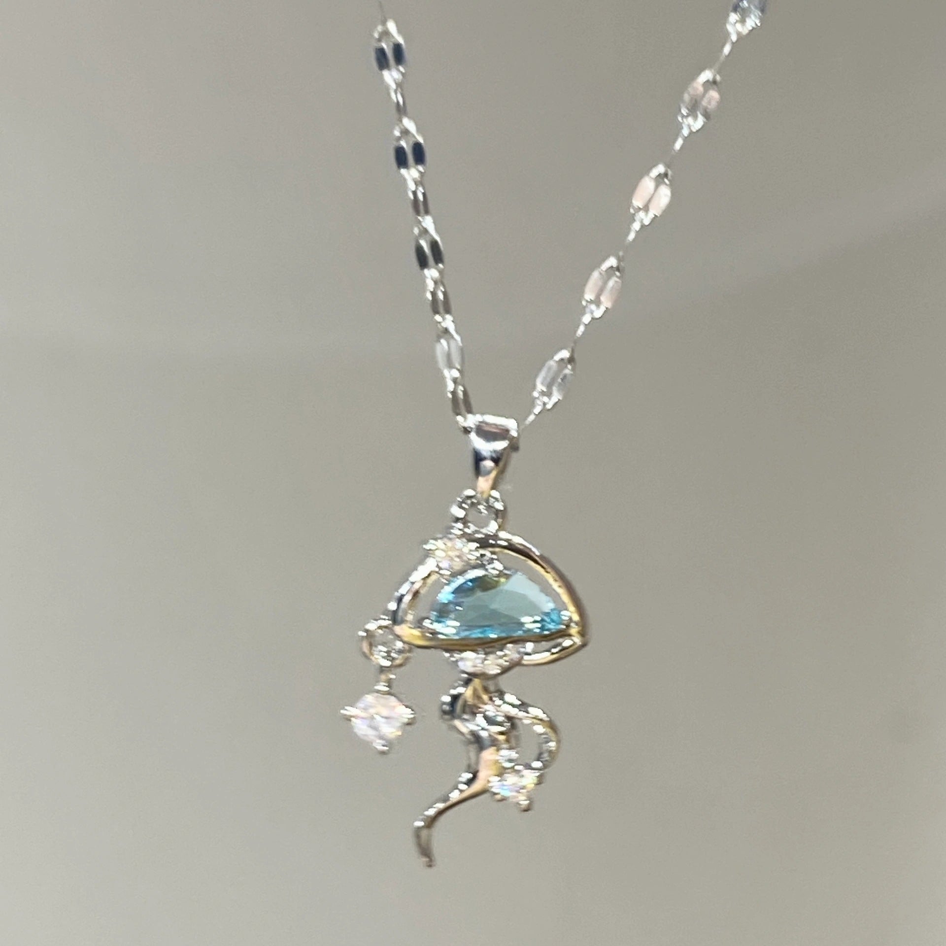 S925 Sterling Silver Blue Jellyfish Necklace