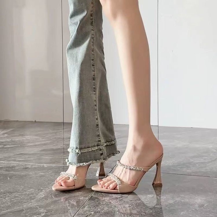 Diamond Slippers For Women, Wearing Horseshoe Heels
