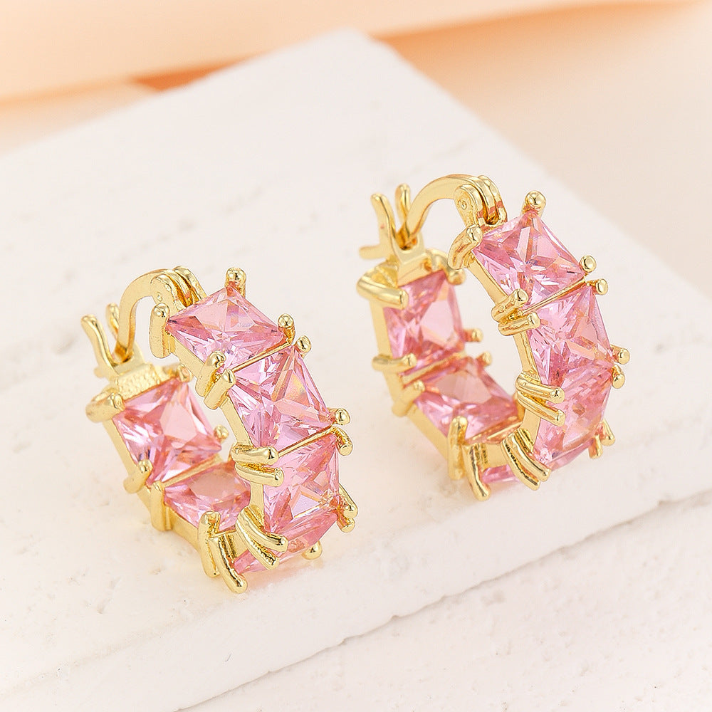 Fashionable All-match Black Crystal Zirconium Ear Ring